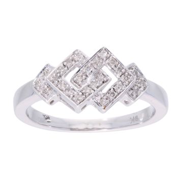 9ct White Gold 0.10ct Diamond Squares Ring