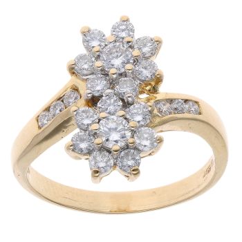 18ct Yellow Gold 1.0ct Brilliant Cut Diamond Cluster Ring