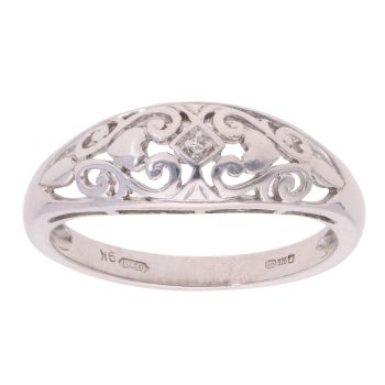 9ct White Gold 0.01ct Diamond Fancy Ring