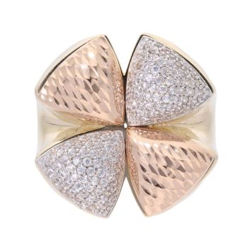 14ct Yellow, White And Rose Gold Stone Set Ring