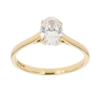 18ct Yellow Gold 0.90ct Oval Cut Diamond Solitaire Ring