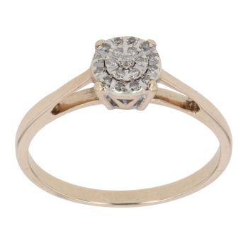 9ct Yellow Gold 0.10ct Diamond Cluster Ring