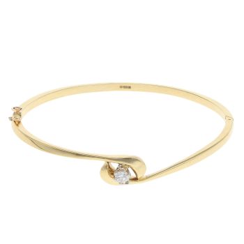 14ct Yellow Gold 0.20ct Diamond Solitaire Bangle