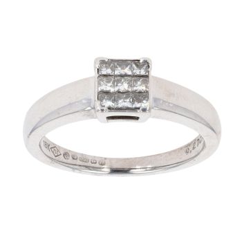 18ct White Gold 0.27ct Diamond Cluster Ring