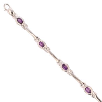18ct White Gold Amethyst Bracelet 7"