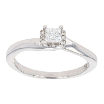 9ct White Gold 0.25ct Princess Cut Diamond Solitaire Ring