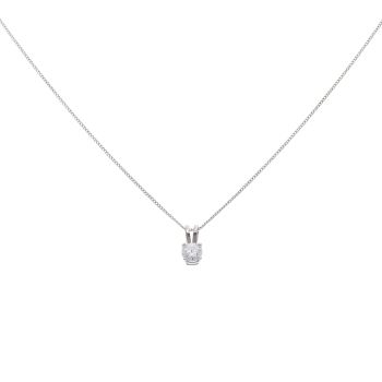 18ct White Gold 0.35ct Brilliant Cut Diamond Solitaire Pendant And Chain 18"