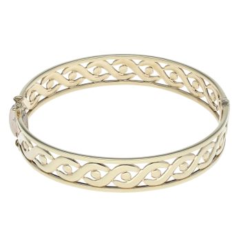 9ct Yellow Gold Hinged Patterned Bangle