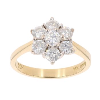 18ct Yellow Gold 1.00ct Brilliant Cut Diamond Cluster Ring