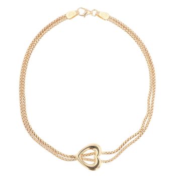 9ct Yellow Gold Duo Heart Bracelet 7.5"
