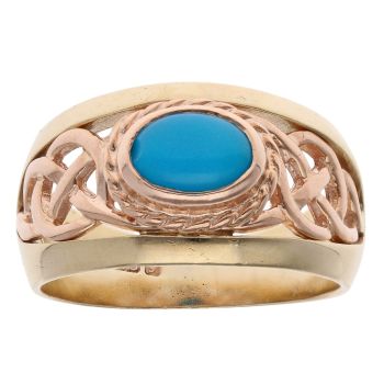 9ct Yellow and Rose Gold Clogau Turquoise Celtic Ring