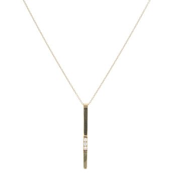 18ct Yellow Gold 0.12ct Brilliant Cut Diamond Bar Pendant And Chain 20"