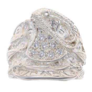 Silver Cubic Zirconia Saddle Ring By Icesia Gents