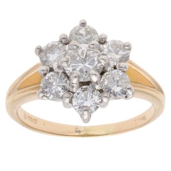 18ct Yellow Gold 1.50ct Brilliant Cut Diamond Cluster Ring