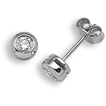 9 Carat White Gold 30pts Diamond Stud Earrings
