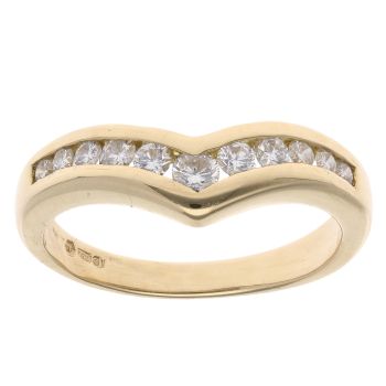 18ct Yellow Gold 0.35ct Brilliant Cut Diamond Wishbone Ring