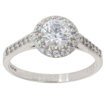 9ct White Gold Cubic Zirconia Cluster Ring
