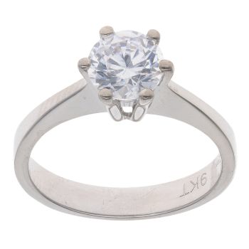 9ct White Gold Cubic Zirconia Single Stone Ring
