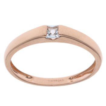 9ct Rose Gold Aquamarine Single Stone Ring