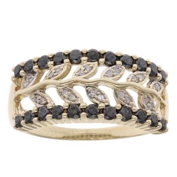 9ct Yellow Gold 0.65ct Colourless And Black Brilliant Cut Diamond Fancy Ring