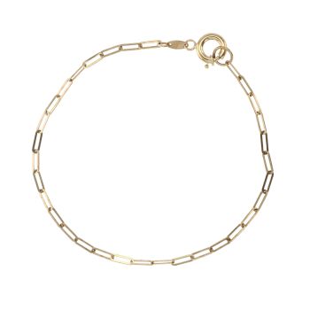 9ct Yellow Gold Paperclip Bracelet 7.5"