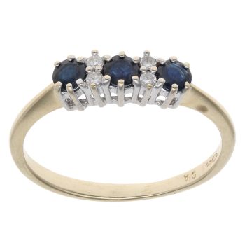 9ct Yellow Gold 0.04ct Diamond And Sapphire Ring