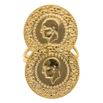 14ct Yellow Gold Turkish Double Coin Ring