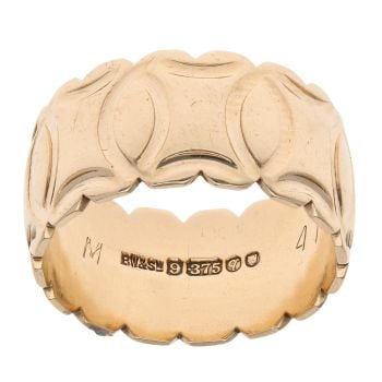 9ct Yellow Gold Patterned Wedding Band 8mm