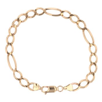 9ct Yellow Gold Figaro Bracelet 8"