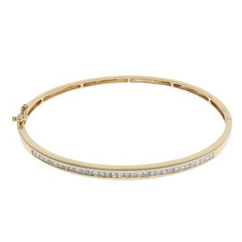 18ct Yellow Gold 1.00ct Princess Cut Diamond Bangle