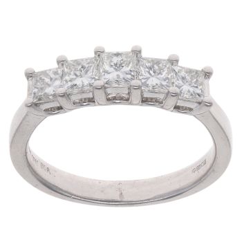 18ct White Gold 1.00ct Princess Cut Diamond Five Stone Ring