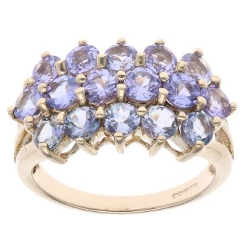 9ct Yellow Gold Tanzanite Cluster Ring