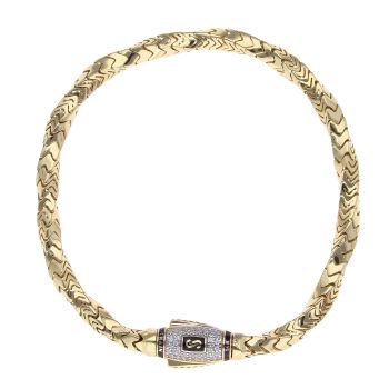 14ct Yellow Gold Monaco Spin Pave Lock Twist Bracelet 8"