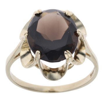 9ct Yellow Gold Smoky Quartz Single Stone Ring