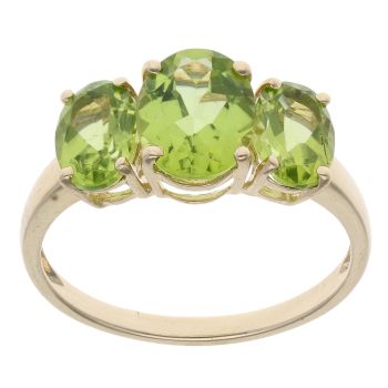 9ct Yellow Gold Peridot Three Stone Ring
