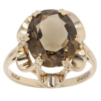 9ct Yellow Gold Smoky Quartz Single Stone Ring