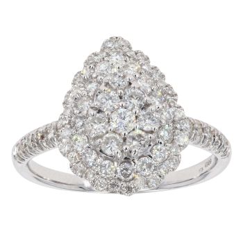 18ct White Gold 1.05ct Diamond Cluster Pear Ring by Anya Belle