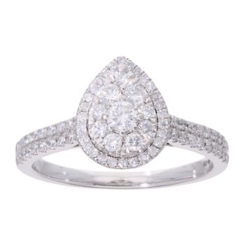 Platinum 0.75ct Diamond Pear Shaped Cluster Ring