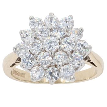 9ct Yellow Gold Cubic Zirconia Cluster Ring