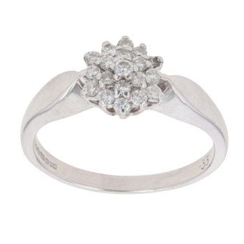 9ct White Gold 0.33ct Brilliant Cut Diamond Cluster Ring