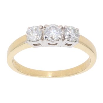 18ct Yellow Gold 0.75ct Brilliant Cut Diamond Trilogy Ring