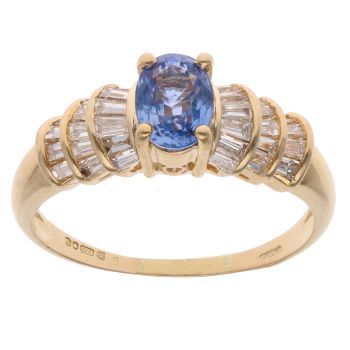 18ct Yellow Gold 0.50ct Diamond And Sapphire Ring