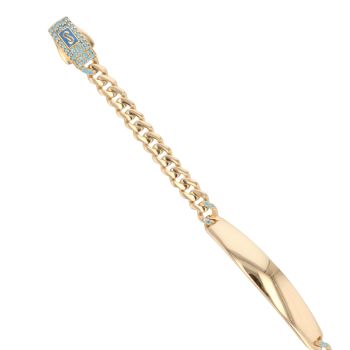 14ct Yellow Gold Monaco Classic Blue Pave Lock ID Bracelet 5.5"