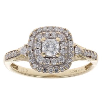 9ct Yellow Gold 0.45ct Brilliant Cut Diamond Cluster Ring