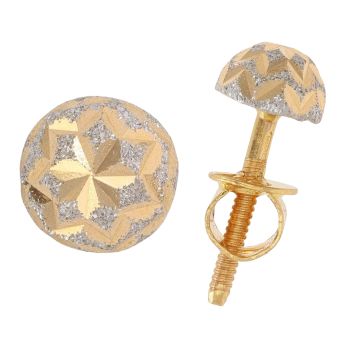22ct Yellow and White Gold Diamond Cut Stud Earrings