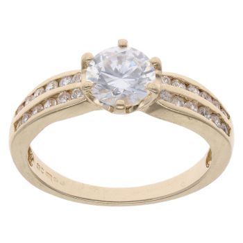 14ct Yellow Gold Cubic Zirconia Solitaire Ring