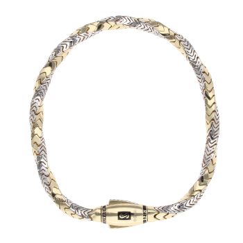 14ct Yellow And White Gold Monaco Spin Plain Lock Twist Bracelet 8"