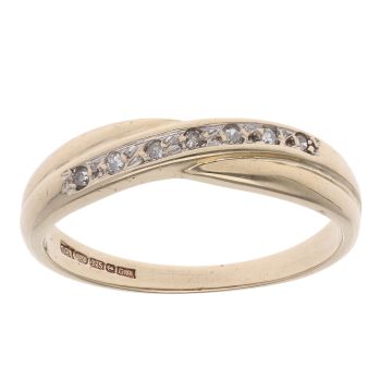 9ct Yellow Gold 0.05ct Diamond Crossover Ring
