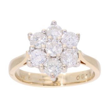 18ct Yellow Gold 1.00ct Diamond Cluster Ring