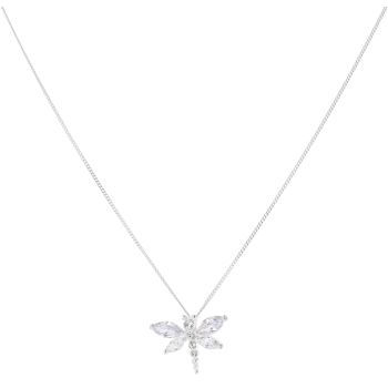 Silver Cubic Zirconia Dragonfly Pendant And Chain 18" By Icesia